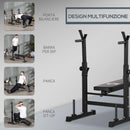 Panca Pesi Pieghevole 140x73x98-122 cm in Acciaio Nero