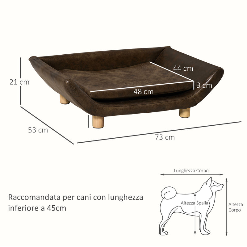 Divano per Cani e Gatti Imbottito 73x53x21 cm in Similpelle Marrone