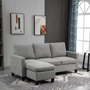 Divano 3 Posti 197x139x91 cm con Penisola Reversibile in Tessuto Grigio