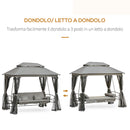 Dondolo Letto 3 Posti con Gazebo da Giardino 256x172x248 cm con Zanzariera e Cuscini Grigio