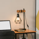 Lampada da Comodino con Paralume in Metallo E14 25x15x48 cm Nera