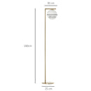 Lampada da Terra con Paralume 30x26x160 cm E27 in Metallo e Vetro Oro e Bianco