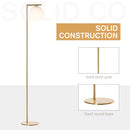 Lampada da Terra con Paralume 30x26x160 cm E27 in Metallo e Vetro Oro e Bianco