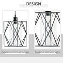 Lampadario Stile Geometrico 16x16x120 cm E27 in Metallo Nero