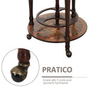 Portabottiglie Bar a Forma di Mappamondo Ø47x90 cm in Legno con Ruote