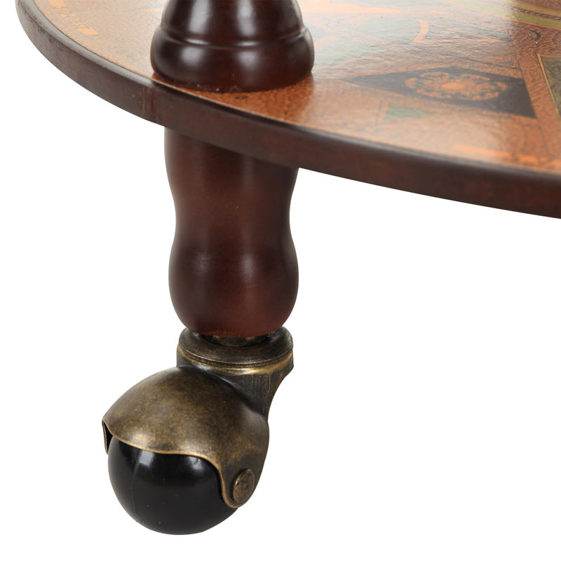 Portabottiglie Bar a Forma di Mappamondo Ø47x90 cm in Legno con Ruote