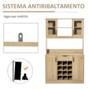 Mobile Credenza Alta da Cucina 106x48x180 cm in Legno Rovere