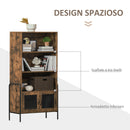 Libreria 3 Ripiani e 2 Ante 81x40x160 cm in Legno e Metallo Marrone e Nero