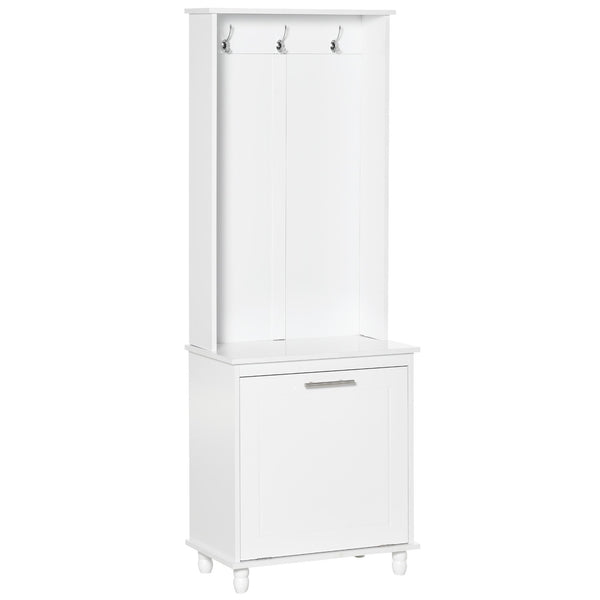 Meuble d'entrée avec portemanteau 60x35x169 cm en bois MDF blanc online