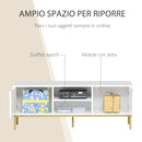 Mobile TV 2 Ante e Vano Centrale 120x40x44,6 cm in Legno Bianco e Oro