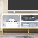 Mobile TV 2 Ante e Vano Centrale 120x40x44,6 cm in Legno Bianco e Oro