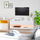 Mobile TV Sospeso con Luci a LED 120x35x40,5 cm in MDF Bianco Lucido