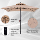 Ombrellone da Giardino 3x3 m Palo Ø48 mm in Metallo e Poliestere Beige e Nero