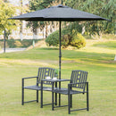 Panchina 2 Posti da Giardino 165x53,5x85,5 cm con Tavolino in Metallo Nero