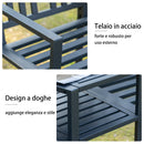 Panchina 2 Posti da Giardino 165x53,5x85,5 cm con Tavolino in Metallo Nero