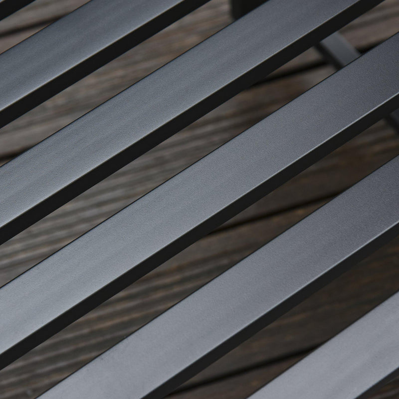 Panchina 2 Posti da Giardino 165x53,5x85,5 cm con Tavolino in Metallo Nero