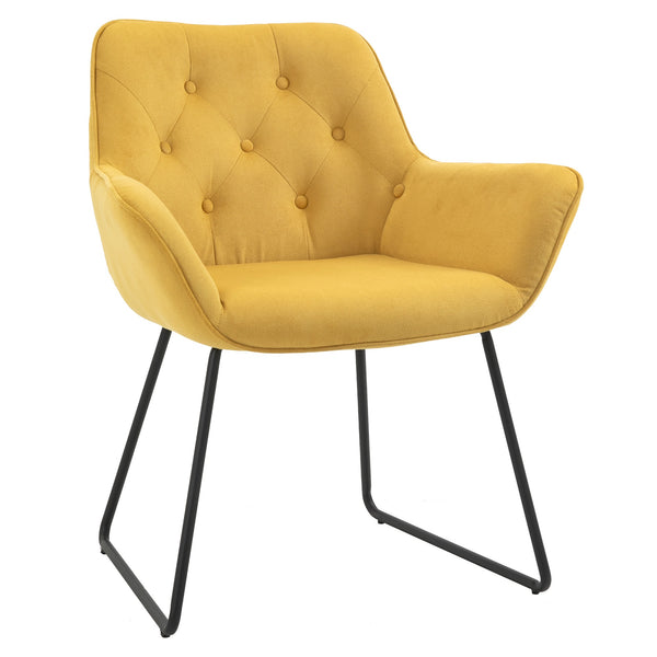 acquista Fauteuil Rembourré 70x66,5x82 cm en Tissu Effet Velours Jaune