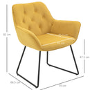 Poltroncina Imbottita 70x66,5x82 cm in Tessuto Effetto Velluto Giallo