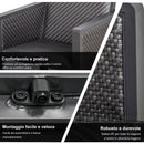 Set Salotto da Giardino Divano 2 Poltrone e Tavolino in Rattan Grigio