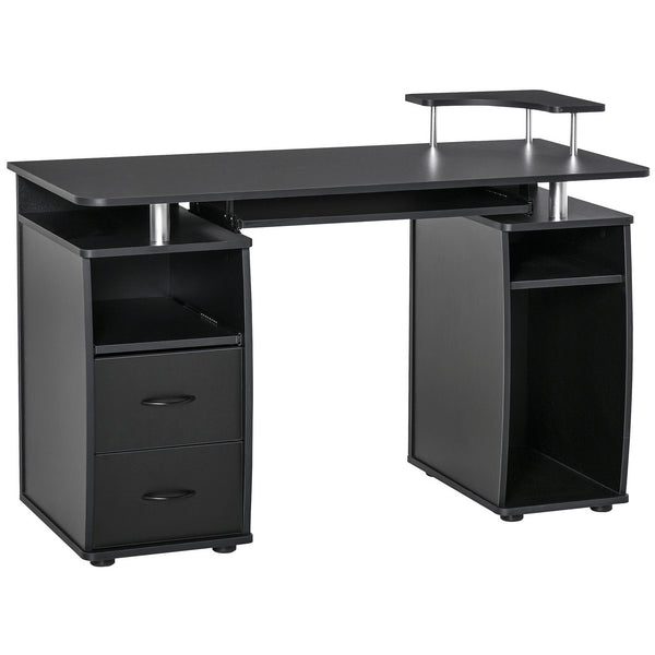 Bureau 120x55x85 cm avec tiroirs et étagère en aggloméré noir prezzo