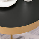 Set 2 Tavolini Impilabili con Bordo Alto in Metallo e MDF Oro