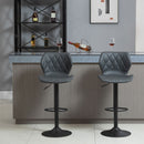 Set 2 Sgabelli Imbottite da Bar 44x50,5x90-110 cm in Similpelle Grigio