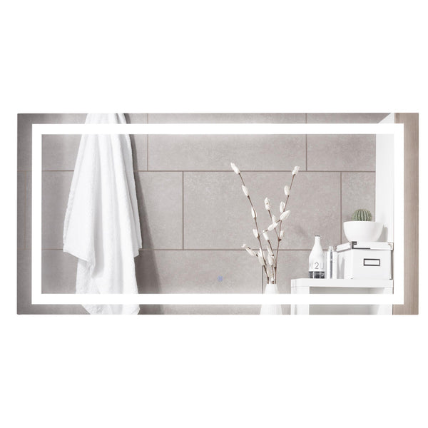 sconto Miroir de salle de bain mural 120x60x4 cm avec LED et interrupteur tactile