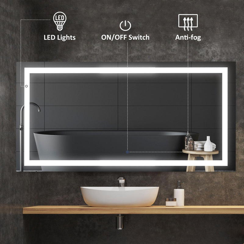 Specchio per Bagno da Parete  120x60x4 cm con LED e Interruttore Touch