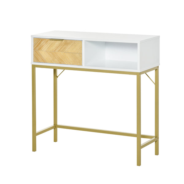 online Console d'Entrée 1 Tiroir 80x30x80,5 cm en Bois Blanc et Doré