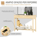 Consolle Ingresso 2 Cassetti 100x30x76 cm in Legno Naturale