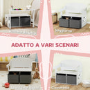 Panca Porta 3 in 1 Giochi per Bambini 3-6 Anni Convertibile in Tavolo e Sedia con 2 Contenitori in MDF Bianco      