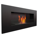 Camino a Bioetanolo da Parete 90x40 cm con Vetro o Senza Vetro Flig Huston 2 Nero