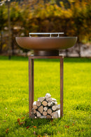 Barbecue a Legna Ø75x97 cm Ara in Acciaio Nero Alta Temperatura 