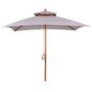 Ombrellone da Giardino 300x300x297H cm con 8 Stecche e Copertura Parasole a 2 Livelli in Bambù Grigio 