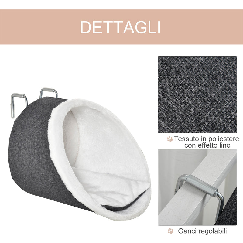 Amaca per Gatti 48x35x35 cm da Termosifone o Finestra Grigio e Bianco