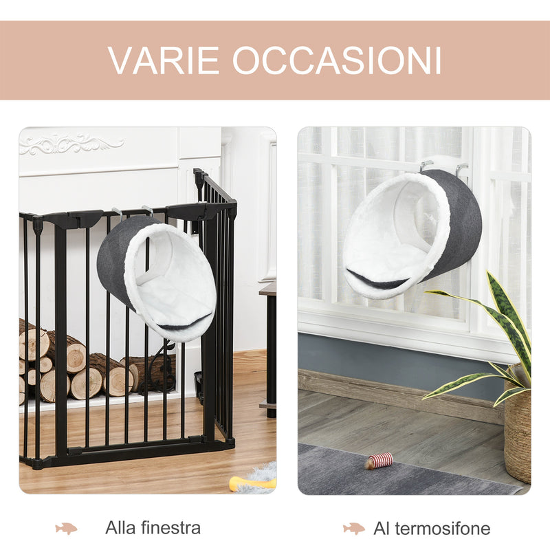 Amaca per Gatti 48x35x35 cm da Termosifone o Finestra Grigio e Bianco