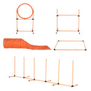 Set Addestramento Cani da Esterno Ø60x297 cm Slalom Ostacolo e Tunnel Arancione