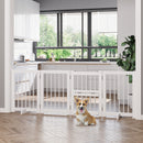 Cancelletto di Sicurezza Pieghevole per Animali Domestici 215x38x75 cm in Legno Bianco