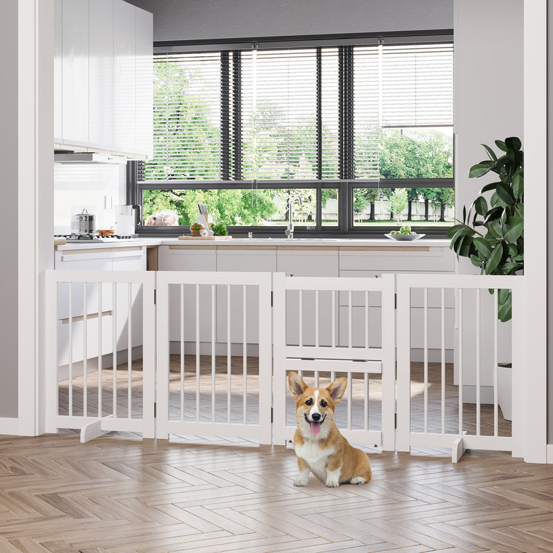 Cancelletto di Sicurezza Pieghevole per Animali Domestici 215x38x75 cm in Legno Bianco