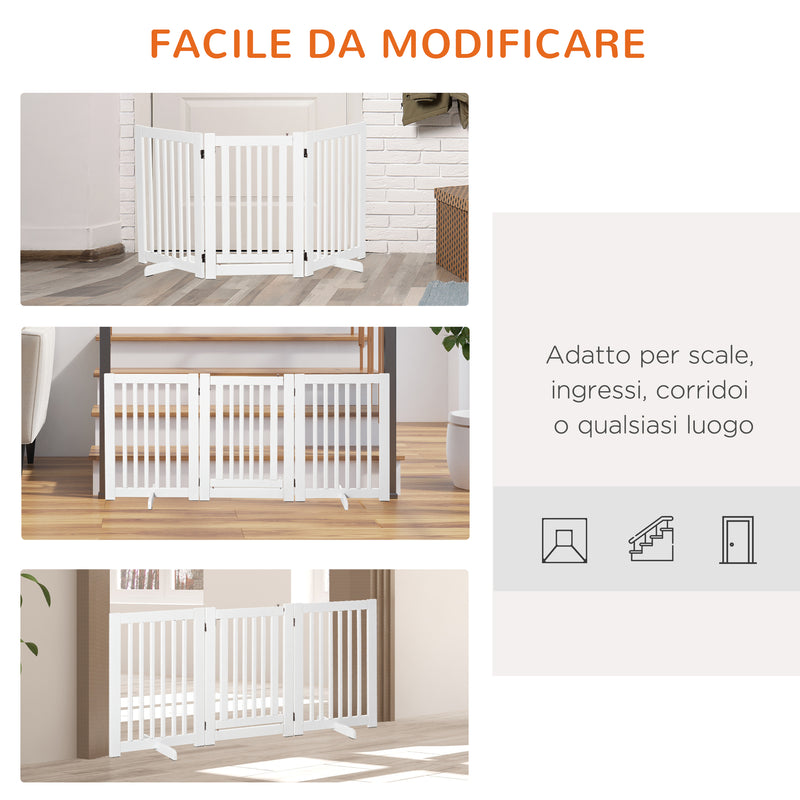 Cancelletto di Sicurezza Pieghevole per Animali Domestici 155x35,5x76 cm in MDF Bianco
