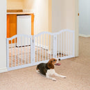 Cancelletto di Sicurezza Pieghevole per Animali Domestici 154,5x1,8x61 cm in Legno Bianco