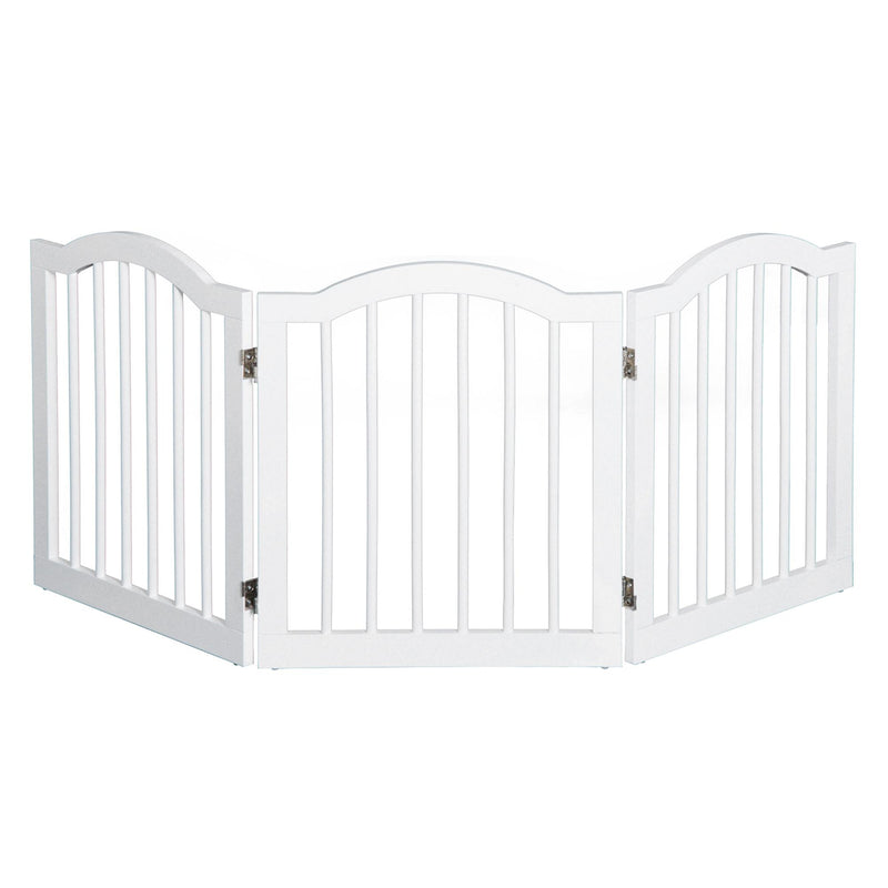 Cancelletto di Sicurezza Pieghevole per Animali Domestici 154,5x1,8x61 cm in Legno Bianco