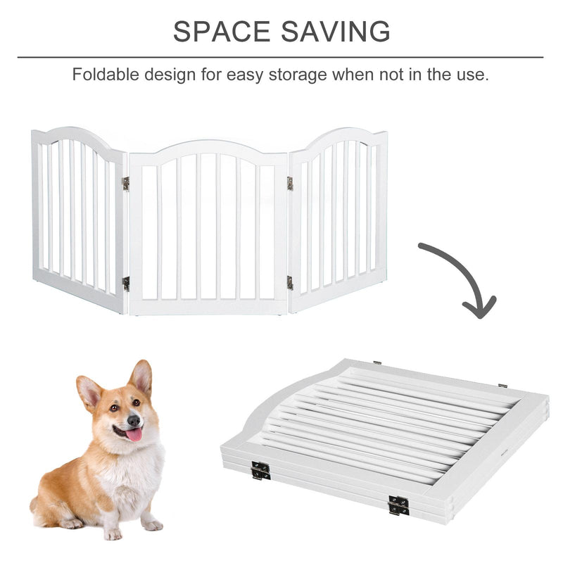 Cancelletto di Sicurezza Pieghevole per Animali Domestici 154,5x1,8x61 cm in Legno Bianco