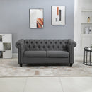 Divano 2 Posti 185x81x78 cm in Tessuto Effetto Lino Grigio