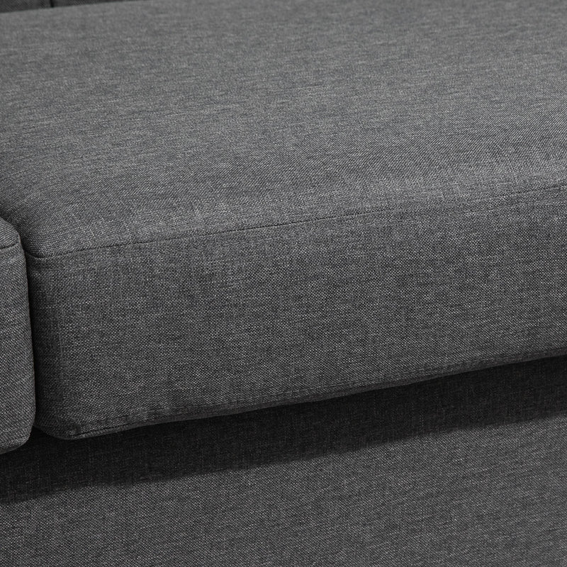 Divano 2 Posti 185x81x78 cm in Tessuto Effetto Lino Grigio