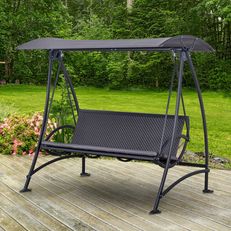 Dondolo 3 Posti da Giardino 189x133x176,5 cn in Metallo e Poliestere Grigio