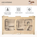 Gabbia per Roditori e Criceti 78x40x44 cm con Tetto Apribile in Legno Naturale
