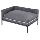 Divano Cuccia per Cani Grandi 93,5x69x48,5 cm in Tessuto Effetto Lino Grigio