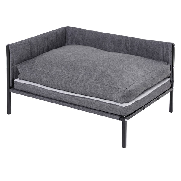 sconto Canapé Chenil pour Grands Chiens 93,5x69x48,5 cm en Tissu Effet Lin Gris