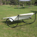 Lettino Prendisole a Dondolo 2 Posti da Giardino 140x200x88 cm in Metallo e Textilene Bianco Crema
